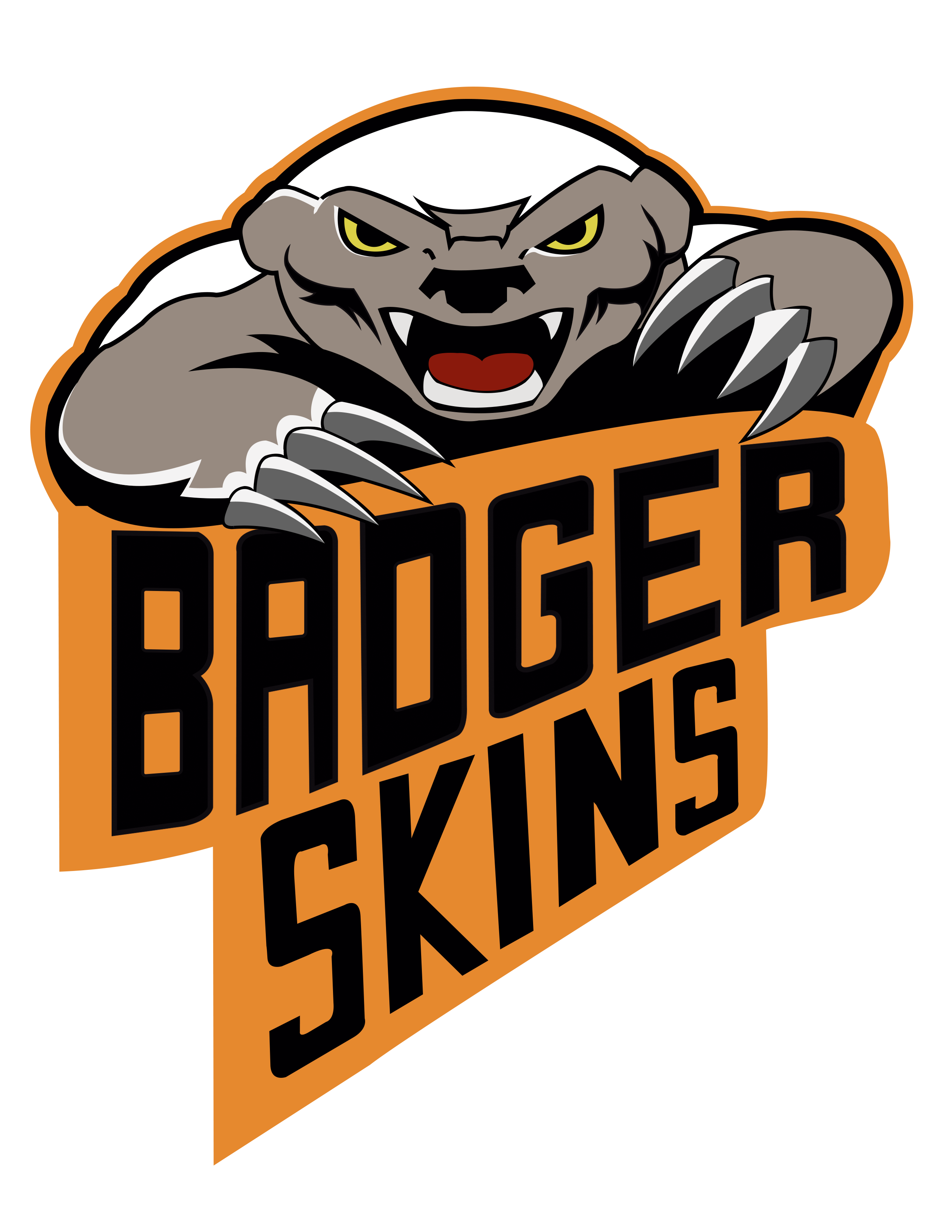 BadgeSkins fierce badger logo - Digital sticker featuring aggressive badger design with orange and black color scheme